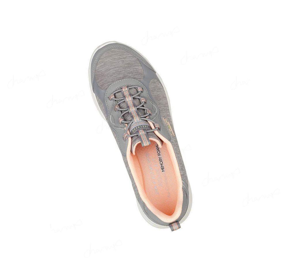 Zapatillas Sin Cordones Skechers Relaxed Fit: D'Lux Comodidad - Sunny Oasis Mujer Gris Rosas | 3063G_AR