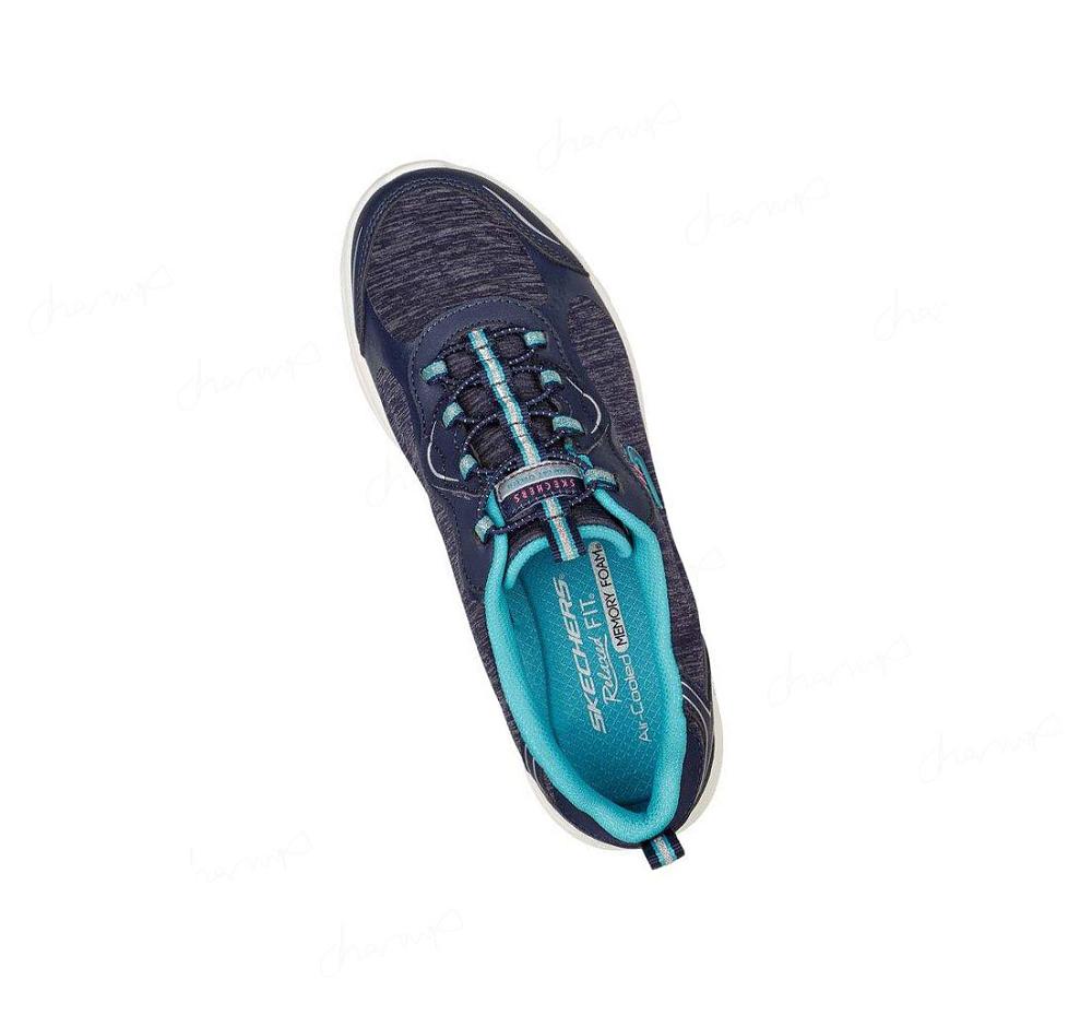 Zapatillas Sin Cordones Skechers Relaxed Fit: D'Lux Comodidad - Sunny Oasis Mujer Azul Marino | 3088R_AR