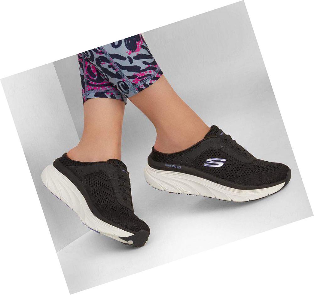 Zapatillas Sin Cordones Skechers Relaxed Fit: D'Lux Walker - Calm Aura Mujer Negras Moradas | 68T2L_AR