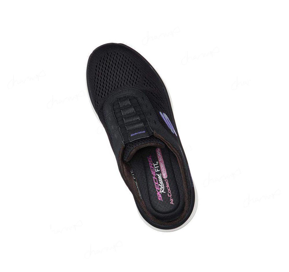 Zapatillas Sin Cordones Skechers Relaxed Fit: D'Lux Walker - Calm Aura Mujer Negras Moradas | 68T2L_AR