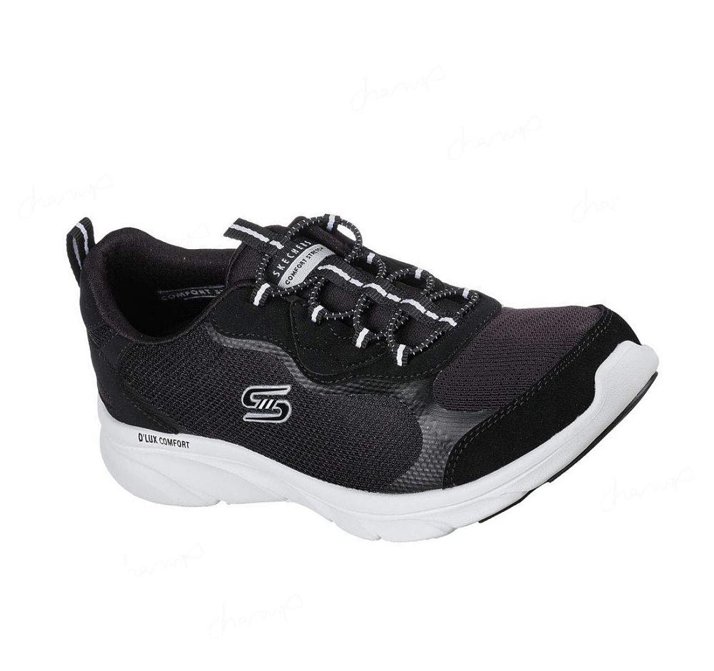 Zapatillas Sin Cordones Skechers Relaxed Fit: D\'Lux Comodidad - Bliss Galore Mujer Negras Blancas | 6A2AK_AR