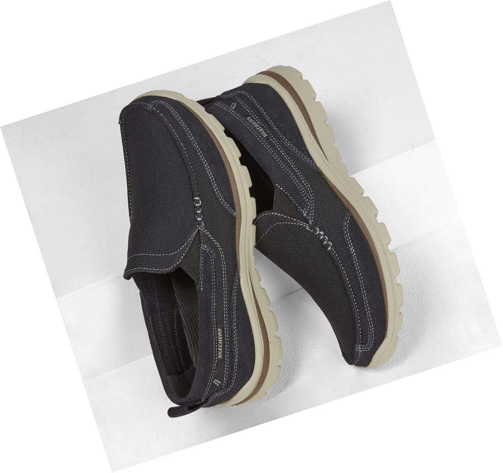 Zapatillas Sin Cordones Skechers Relaxed Fit: Superior - Milford Hombre Negras | A193A_AR