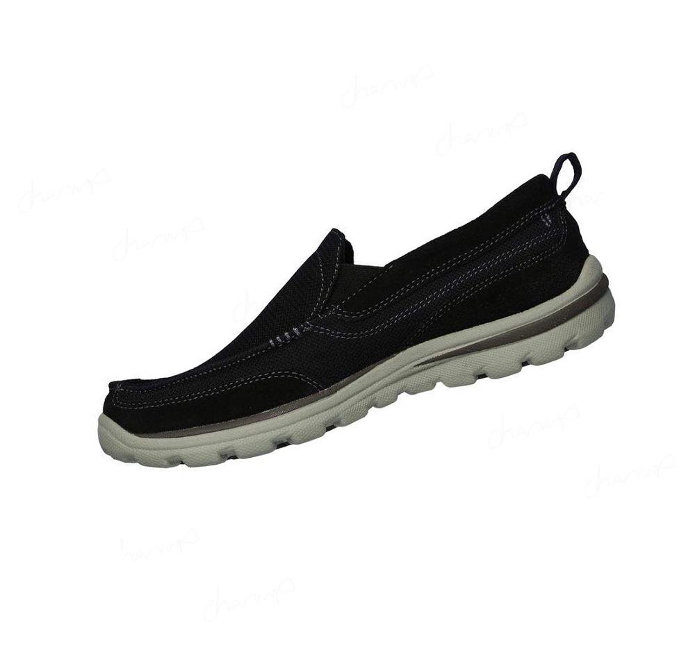 Zapatillas Sin Cordones Skechers Relaxed Fit: Superior - Milford Hombre Negras | A193A_AR