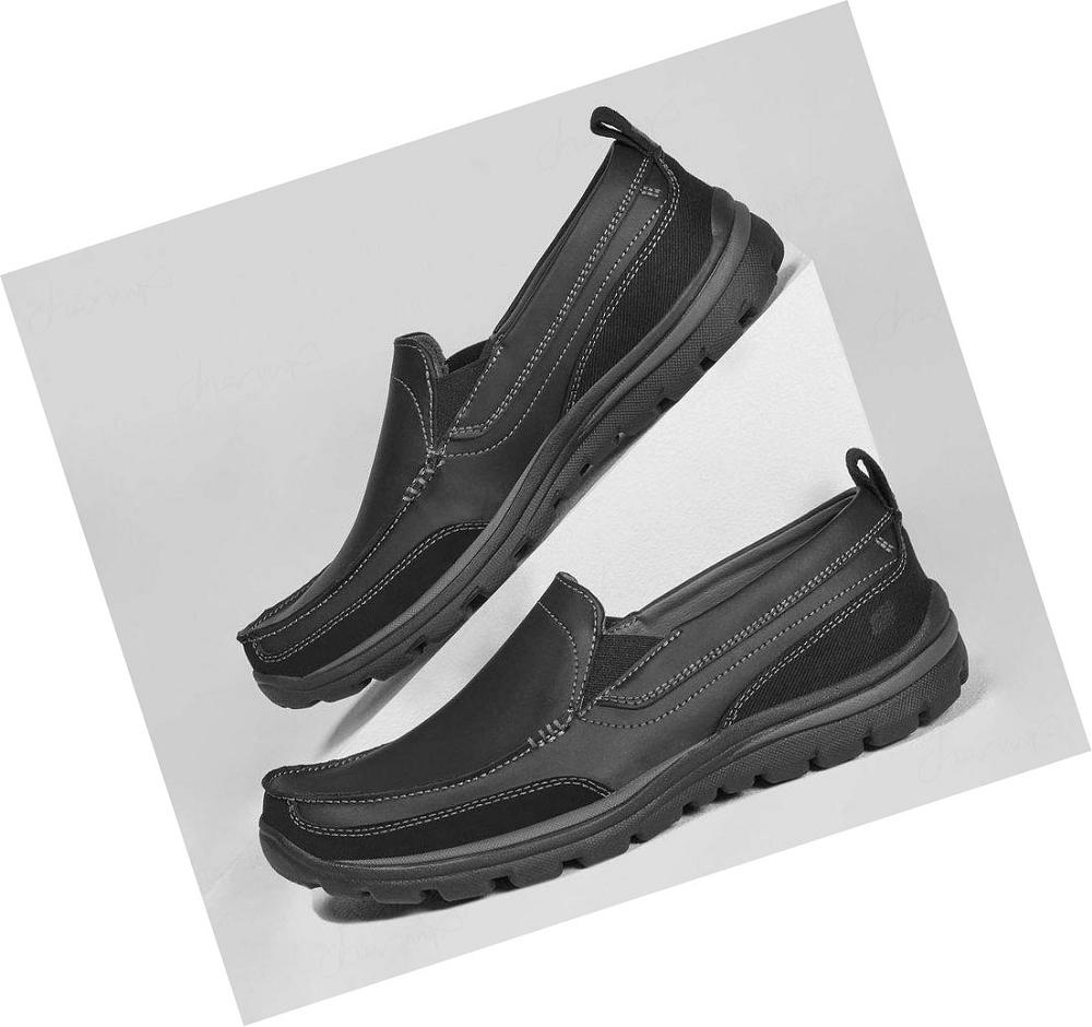 Zapatillas Sin Cordones Skechers Relaxed Fit: Superior - Gains Hombre Negras | A20TG_AR