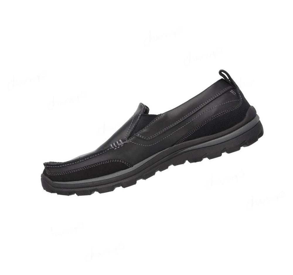 Zapatillas Sin Cordones Skechers Relaxed Fit: Superior - Gains Hombre Negras | A20TG_AR