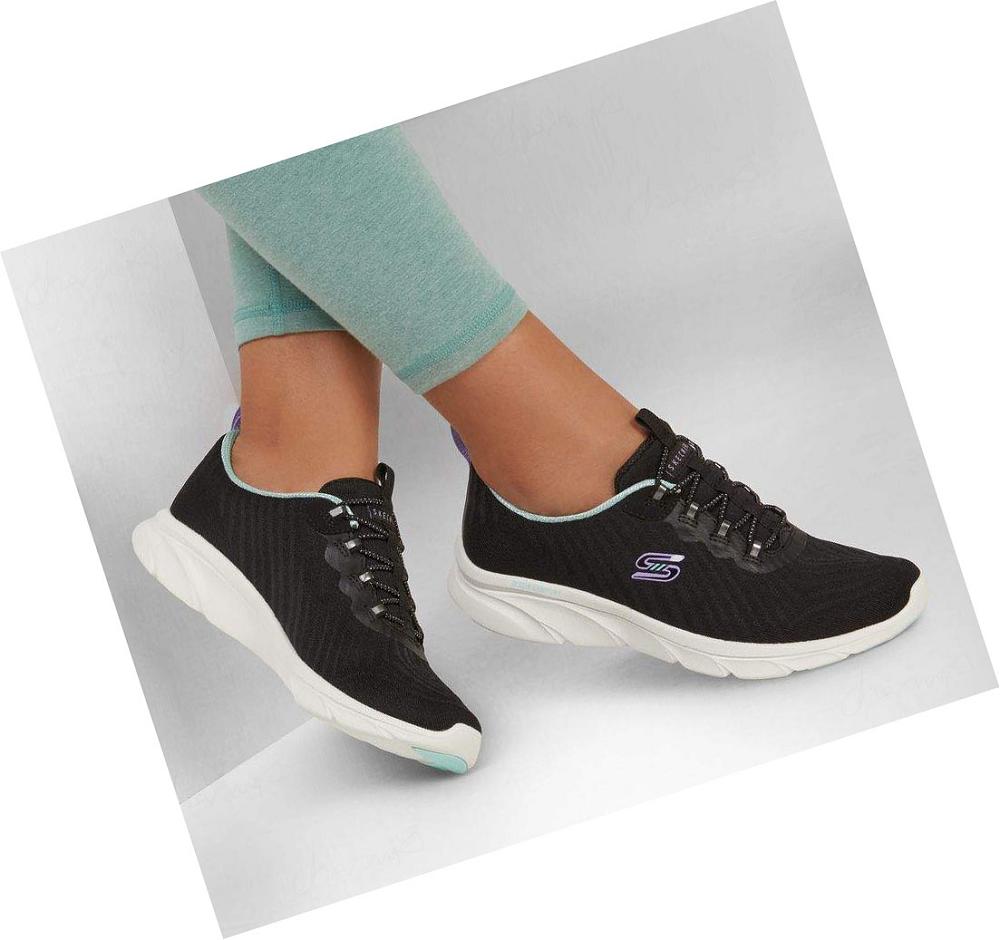 Zapatillas Sin Cordones Skechers Relaxed Fit: D'Lux Comodidad - Easy Calle Mujer Negras Blancas | A863P_AR