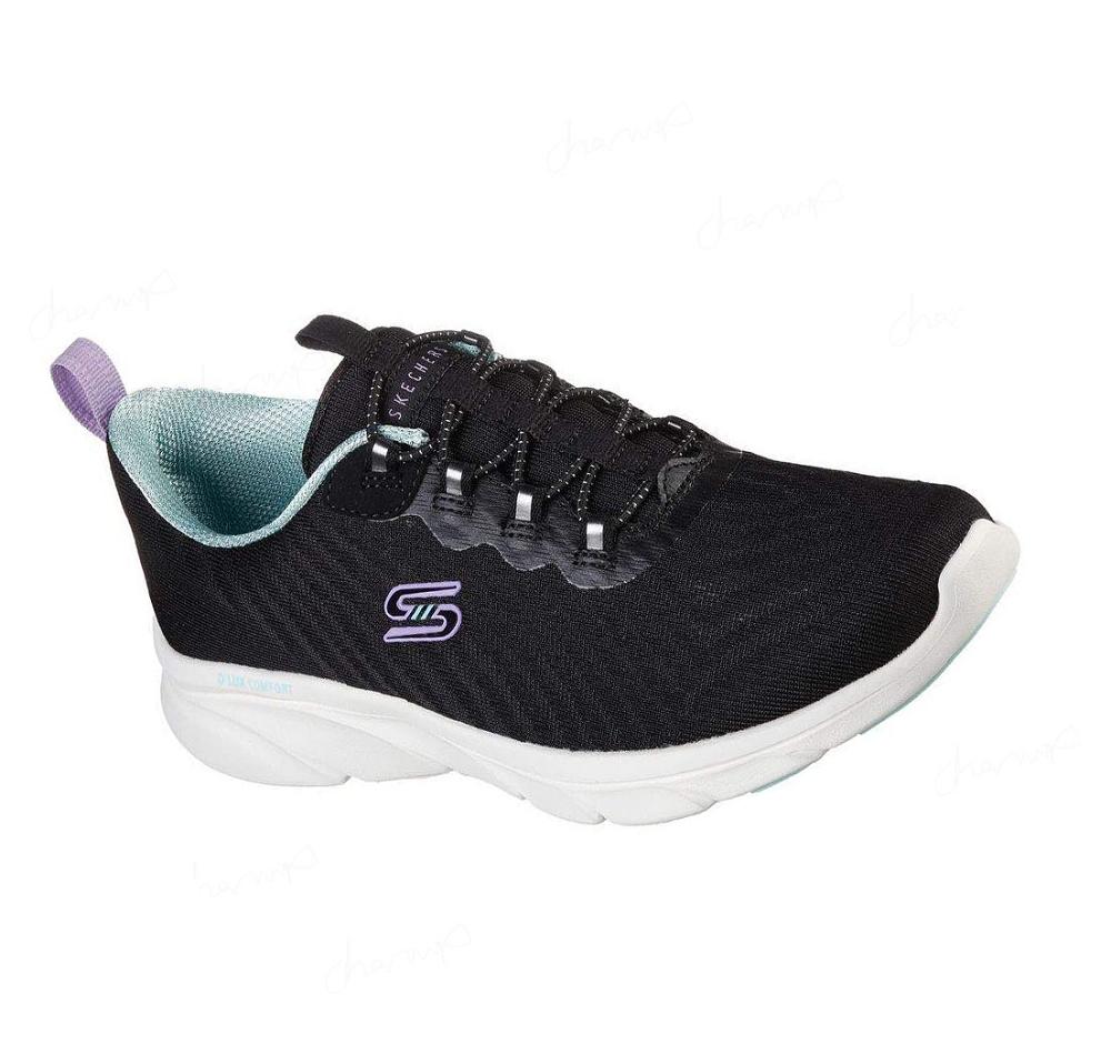 Zapatillas Sin Cordones Skechers Relaxed Fit: D\'Lux Comodidad - Easy Calle Mujer Negras Blancas | A863P_AR