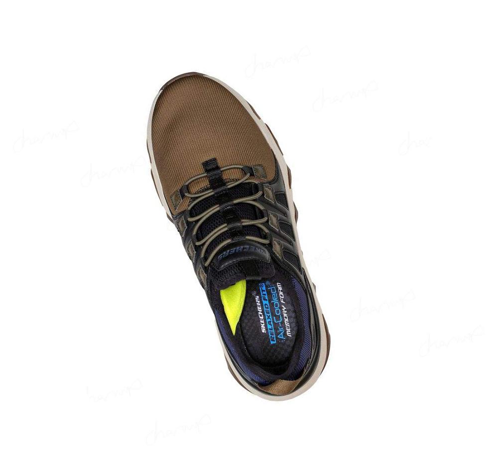 Zapatillas Sin Cordones Skechers Relaxed Fit: Flex Conway - Osley Hombre Negras Verde Oliva | IA18L_AR