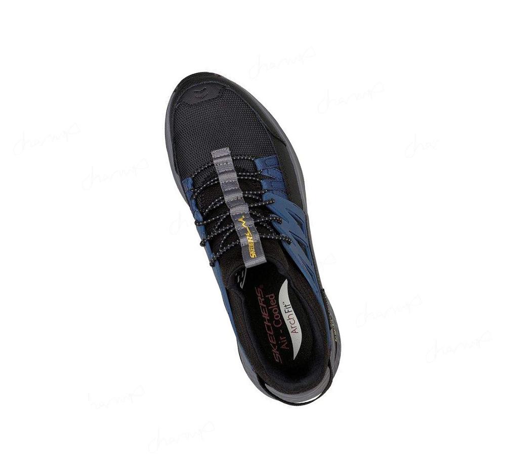 Zapatillas Sin Cordones Skechers Relaxed Fit: Arch Fit Ripple - Gilden Hombre Negras Azules | IT0TD_AR