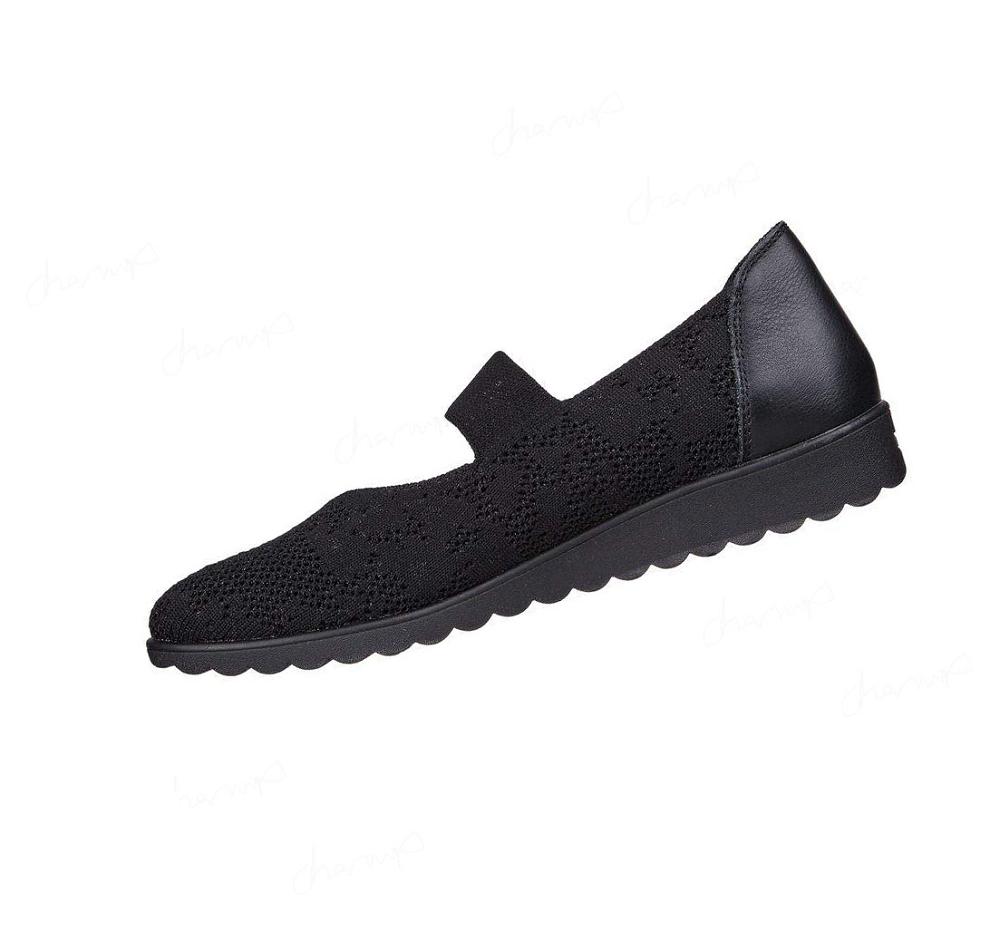 Zapatillas Sin Cordones Skechers Stretch Fit: Arch Fit Cleo Wedge - Shimmer Pop Mujer Negras | A8T9D_AR