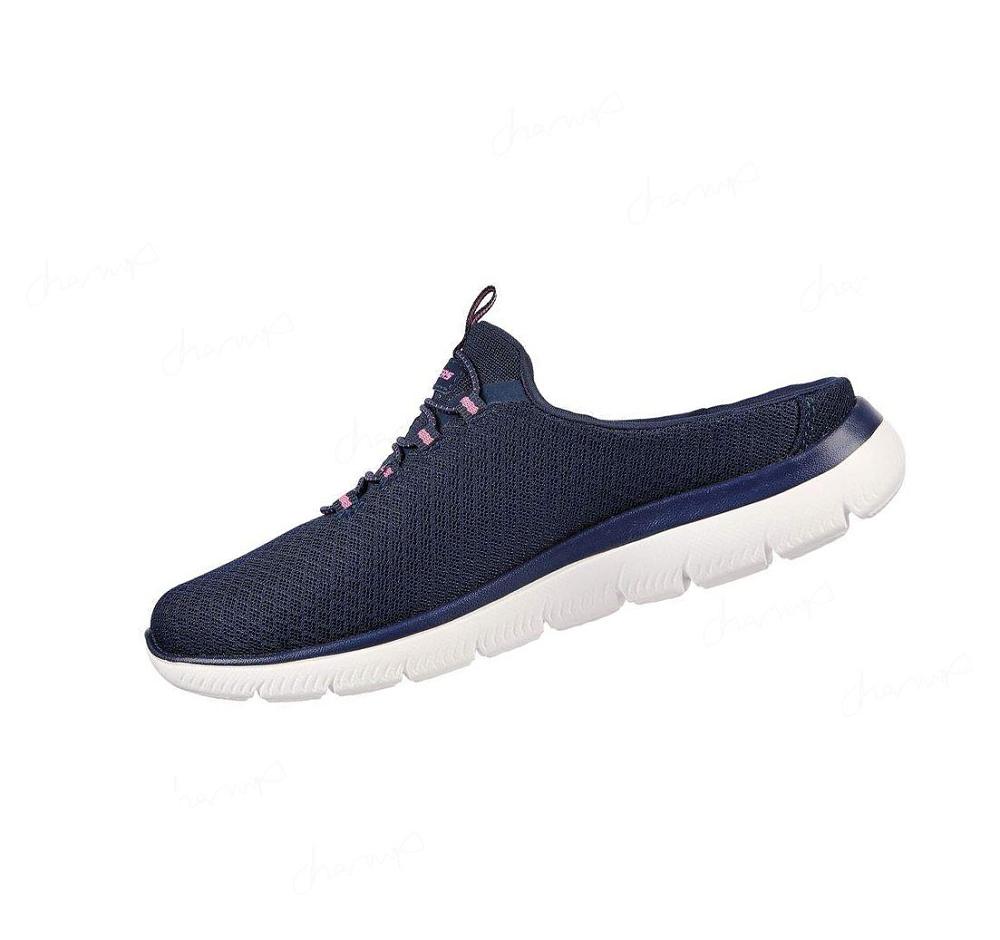 Zapatillas Sin Cordones Skechers Summits - Swift Step Mujer Azul Marino Rosas | 55A93_AR