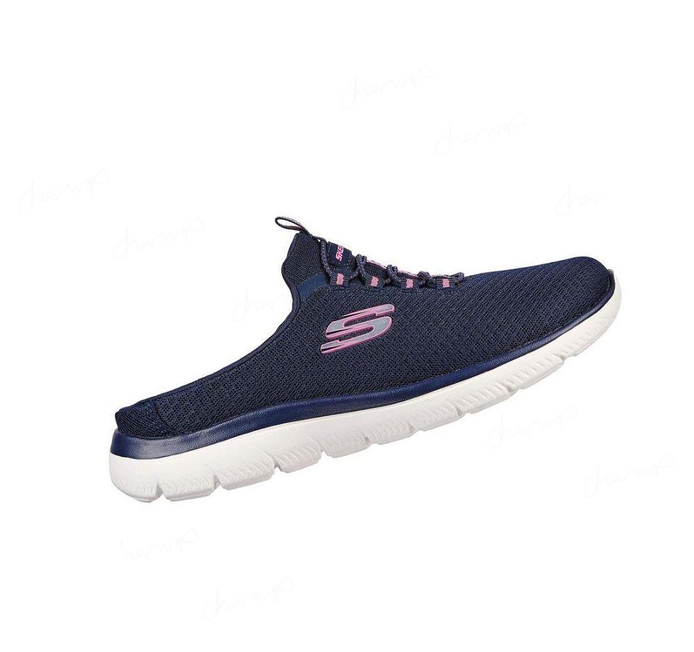 Zapatillas Sin Cordones Skechers Summits - Swift Step Mujer Azul Marino Rosas | 55A93_AR