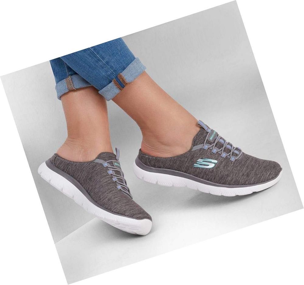 Zapatillas Sin Cordones Skechers Summits - Fresh Aire Mujer Gris Azules Claro | 690AL_AR