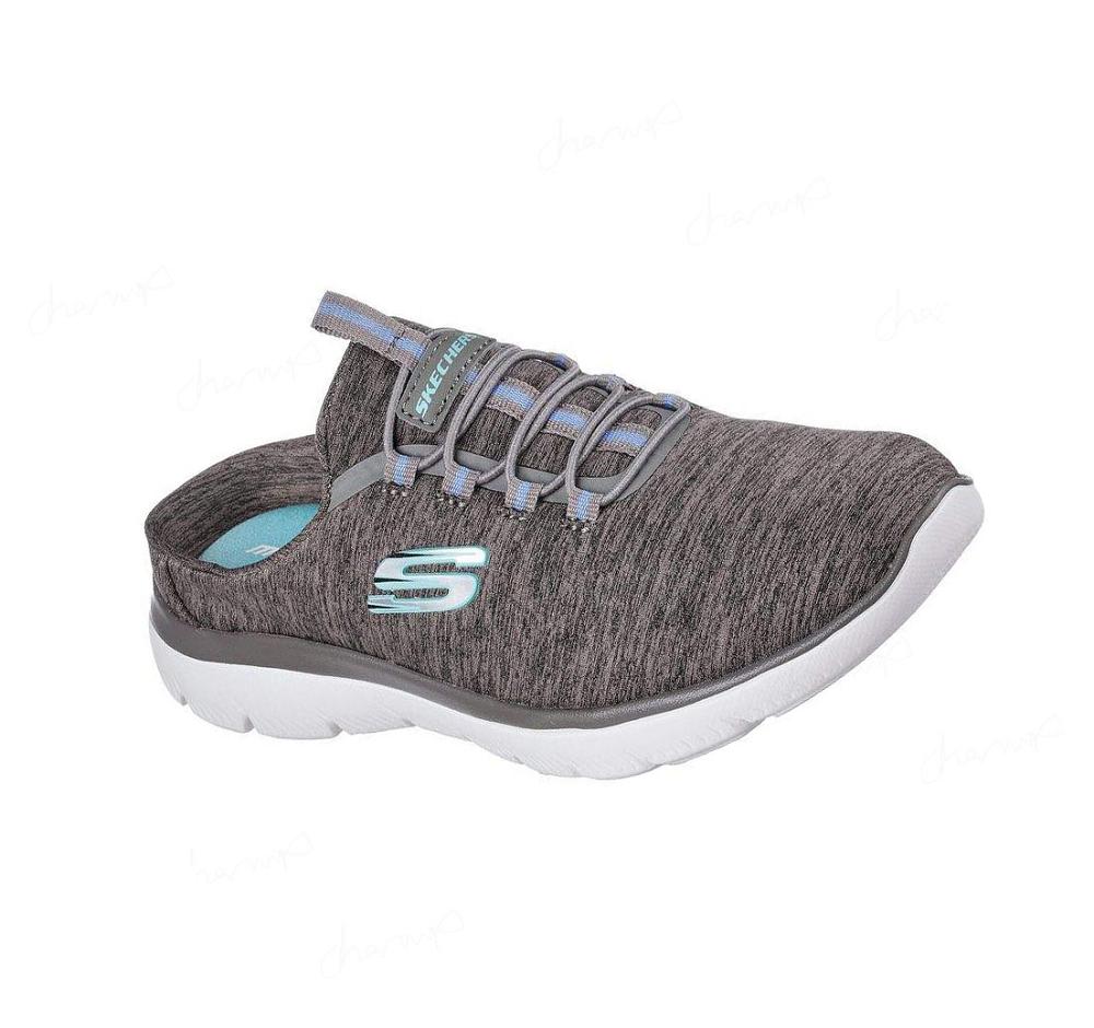 Zapatillas Sin Cordones Skechers Summits - Fresh Aire Mujer Gris Azules Claro | 690AL_AR