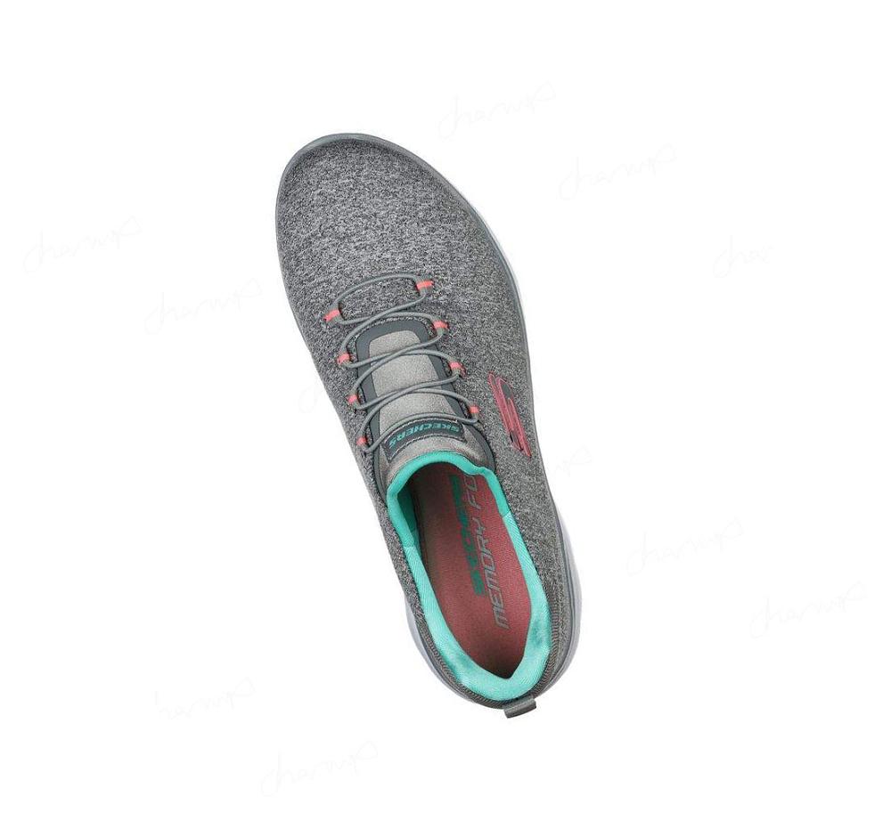 Zapatillas Sin Cordones Skechers Summits - Quick Getaway Mujer Gris Turquesa | 80A8L_AR