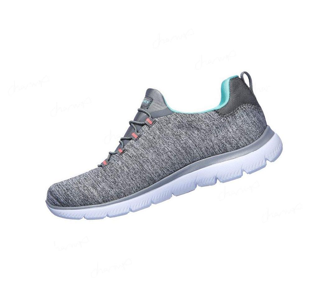 Zapatillas Sin Cordones Skechers Summits - Quick Getaway Mujer Gris Turquesa | 80A8L_AR