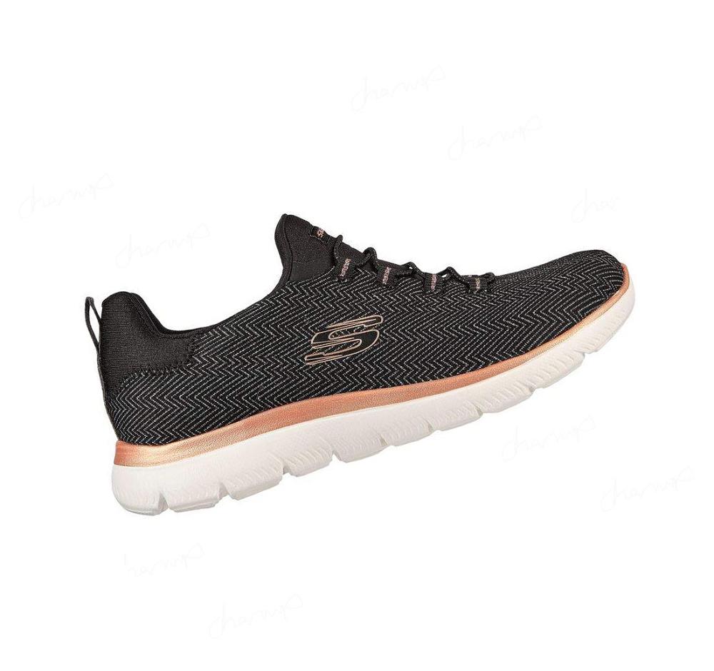 Zapatillas Sin Cordones Skechers Summits - Dazzling Me Mujer Negras Doradas | T6ATP_AR