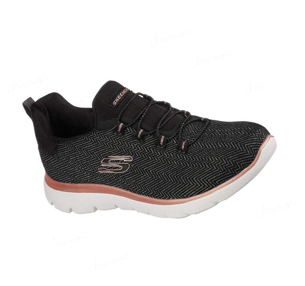 Zapatillas Sin Cordones Skechers Summits - Dazzling Me Mujer Negras Doradas | T6ATP_AR