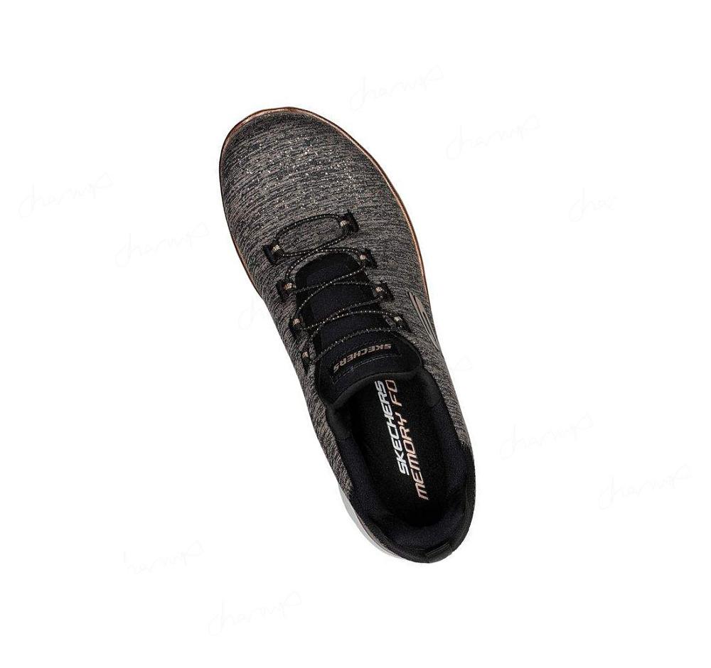 Zapatillas Sin Cordones Skechers Summits - Brilliant Splash Mujer Negras Doradas | T6T3P_AR