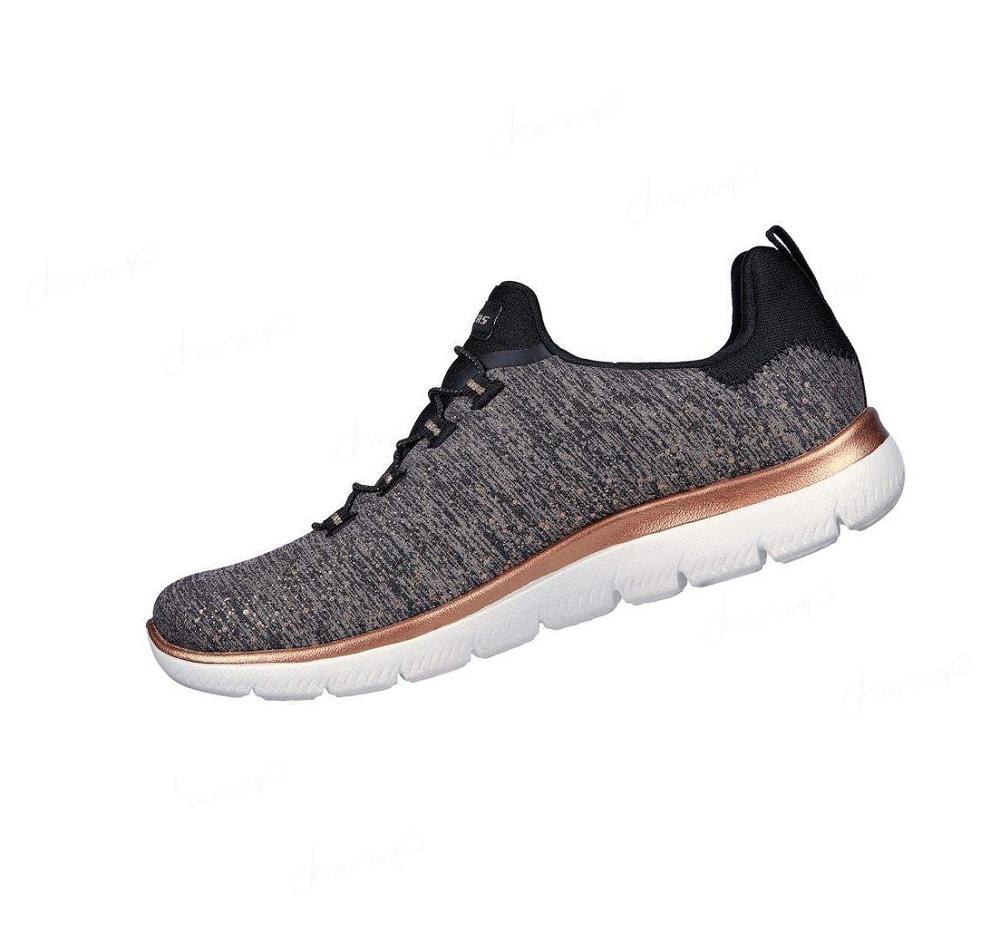 Zapatillas Sin Cordones Skechers Summits - Brilliant Splash Mujer Negras Doradas | T6T3P_AR