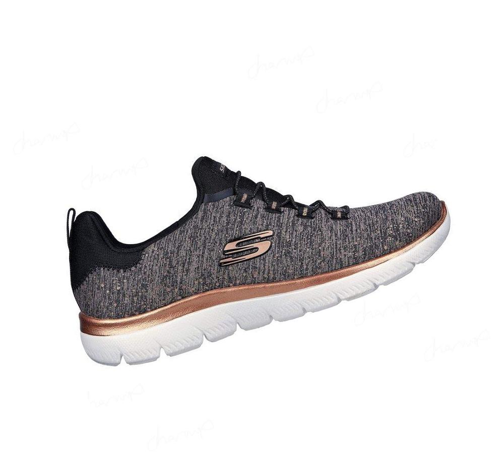 Zapatillas Sin Cordones Skechers Summits - Brilliant Splash Mujer Negras Doradas | T6T3P_AR