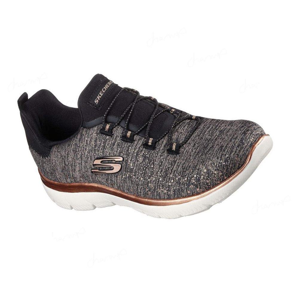 Zapatillas Sin Cordones Skechers Summits - Brilliant Splash Mujer Negras Doradas | T6T3P_AR