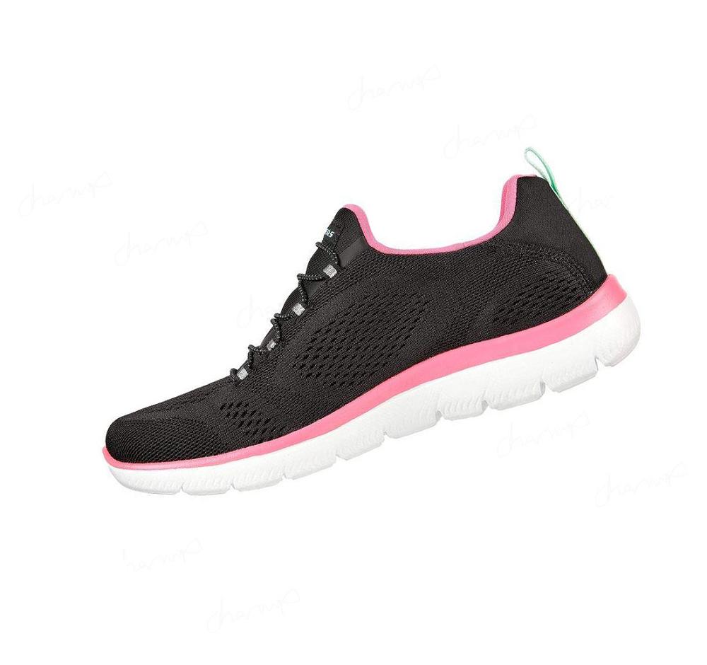 Zapatillas Sin Cordones Skechers Summits - Perfect Views Mujer Negras Rosas | T898R_AR