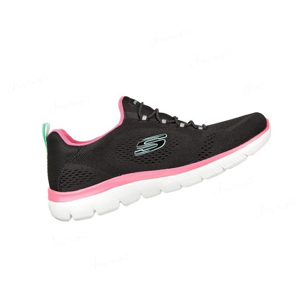 Zapatillas Sin Cordones Skechers Summits - Perfect Views Mujer Negras Rosas | T898R_AR