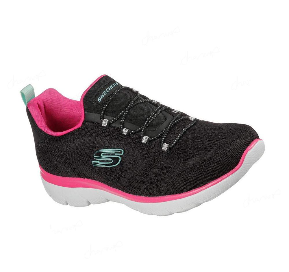 Zapatillas Sin Cordones Skechers Summits - Perfect Views Mujer Negras Rosas | T898R_AR