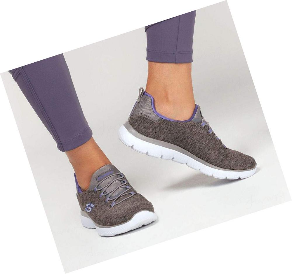 Zapatillas Sin Cordones Skechers Summits - Quick Getaway Mujer Gris Moradas | T959P_AR