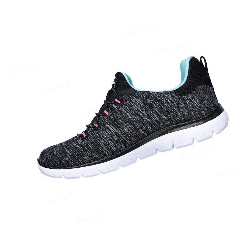 Zapatillas Sin Cordones Skechers Summits - Quick Getaway Mujer Negras Turquesa | T998C_AR