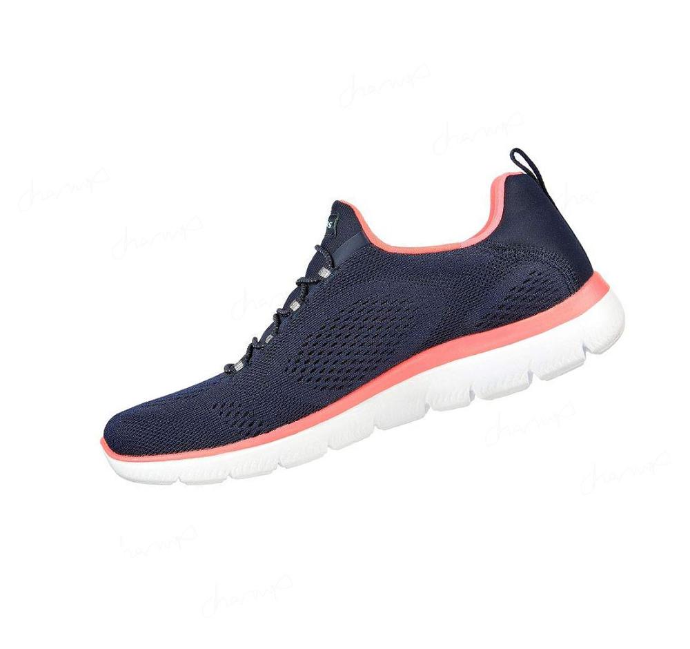 Zapatillas Sin Cordones Skechers Summits - Perfect Views Mujer Azul Marino Rosas | T9A85_AR