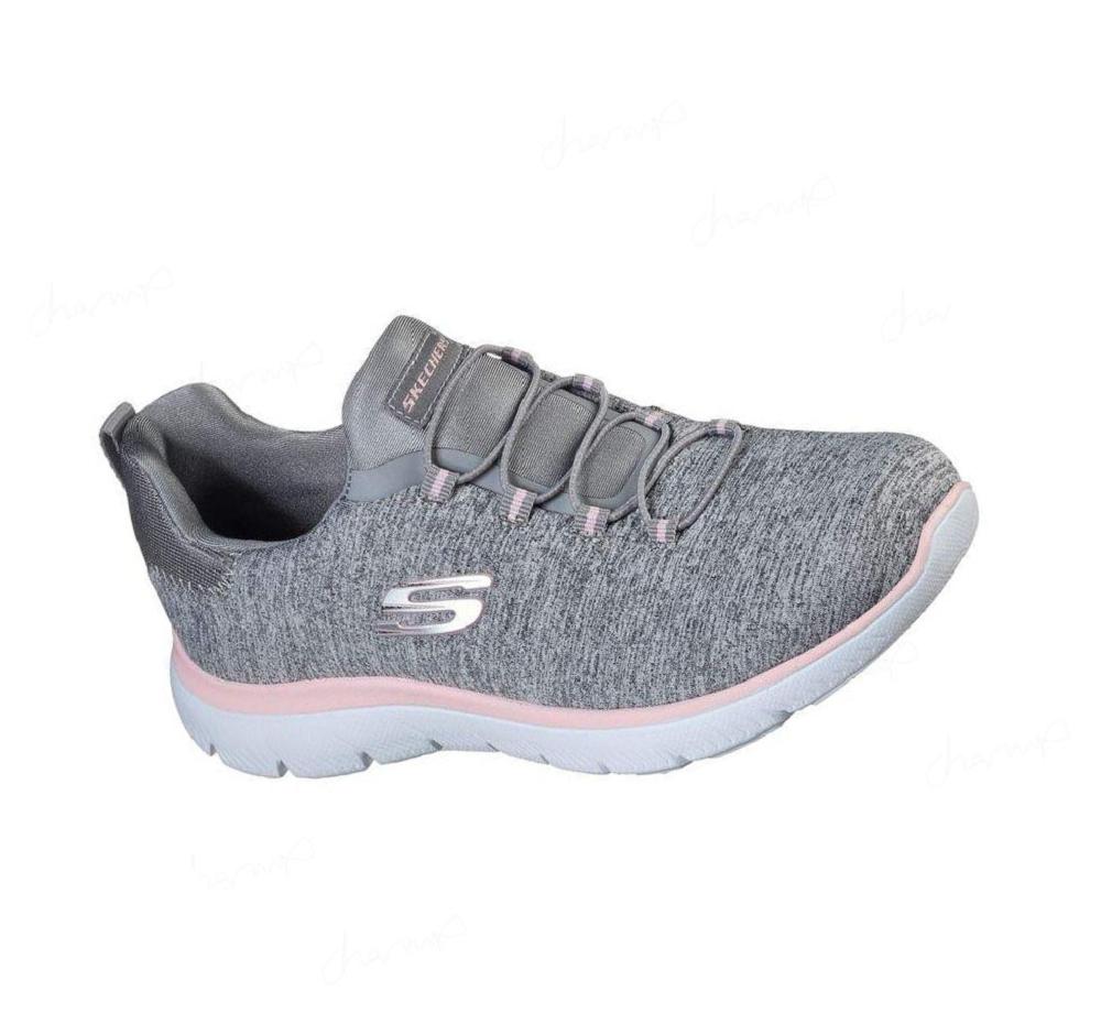 Zapatillas Sin Cordones Skechers Summits - Quick Getaway Mujer Gris Rosas | T9T3D_AR