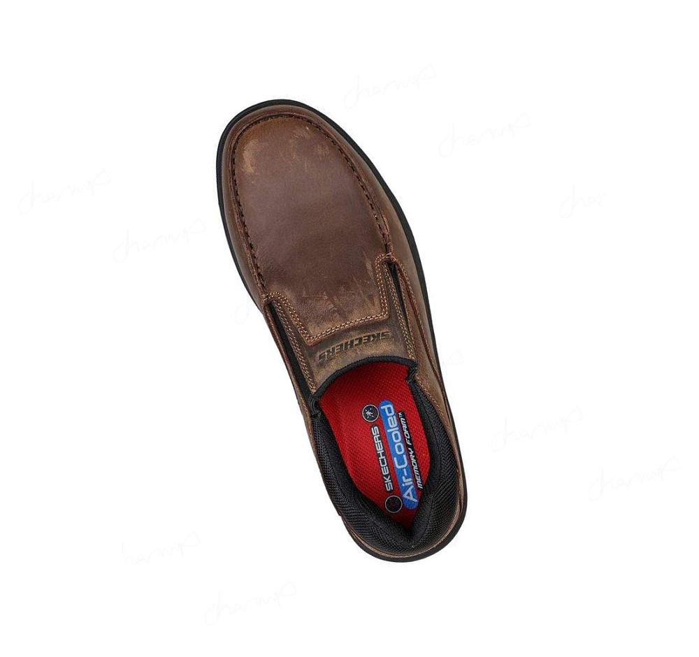 Zapatillas Sin Cordones Skechers Trabajo: Vicksburk - Rubustle Comp Puntera Hombre Marrones | 3568L_AR