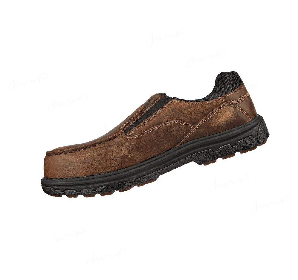 Zapatillas Sin Cordones Skechers Trabajo: Vicksburk - Rubustle Comp Puntera Hombre Marrones | 3568L_AR