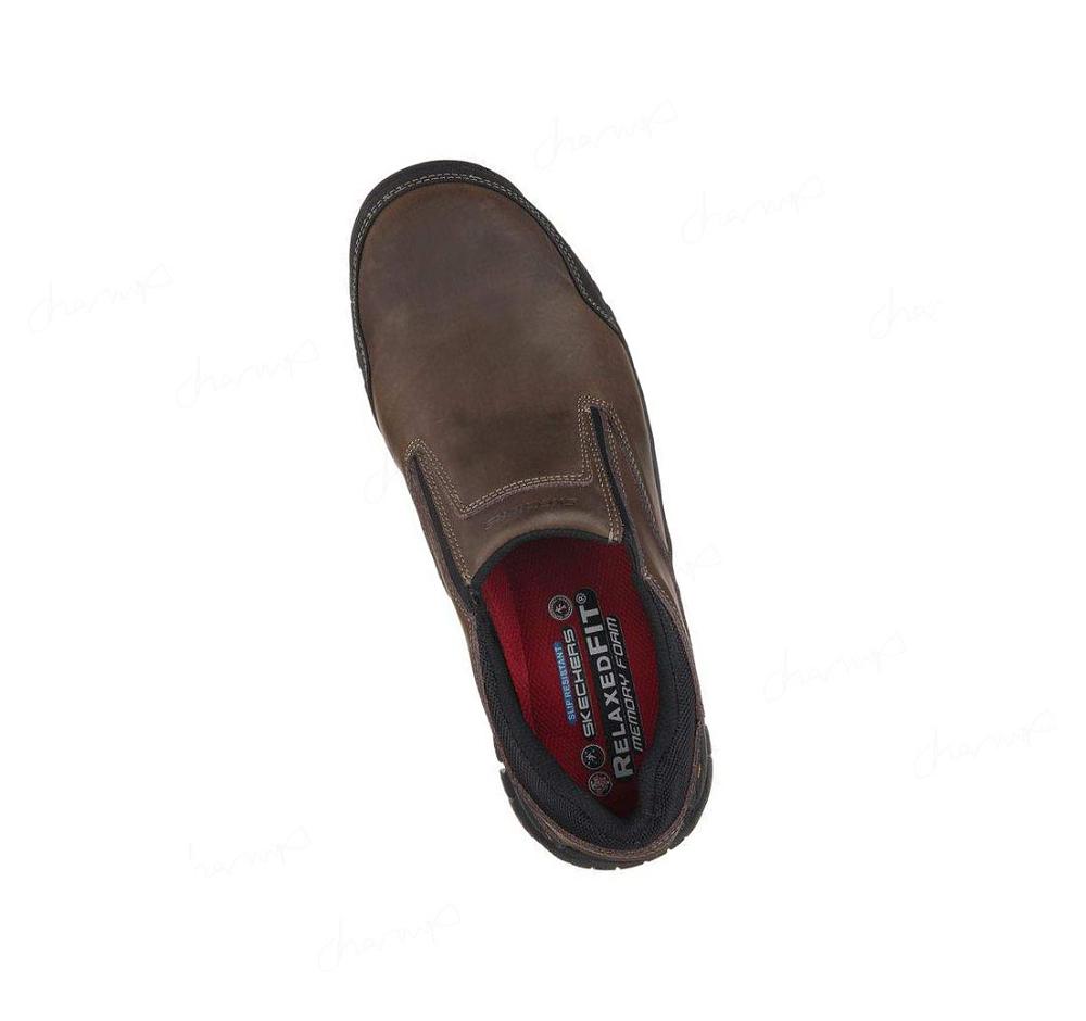 Zapatillas Sin Cordones Skechers Trabajo Relaxed Fit: Hartan ST Hombre Marrones | 35A3A_AR