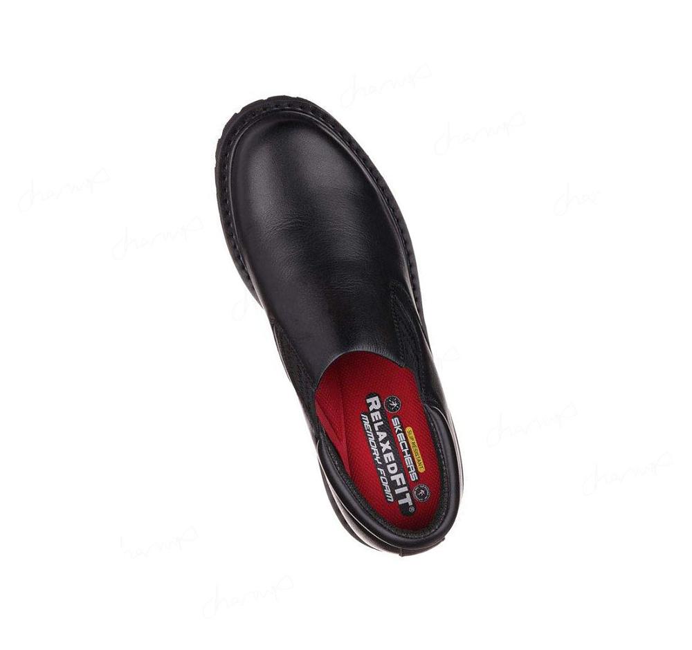 Zapatillas Sin Cordones Skechers Trabajo Relaxed Fit: Cottonwood - Goddard SR Hombre Negras | 3T18A_AR