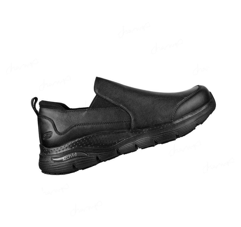 Zapatillas Sin Cordones Skechers Trabajo: Arch Fit SR - Genty Hombre Negras | 5318L_AR