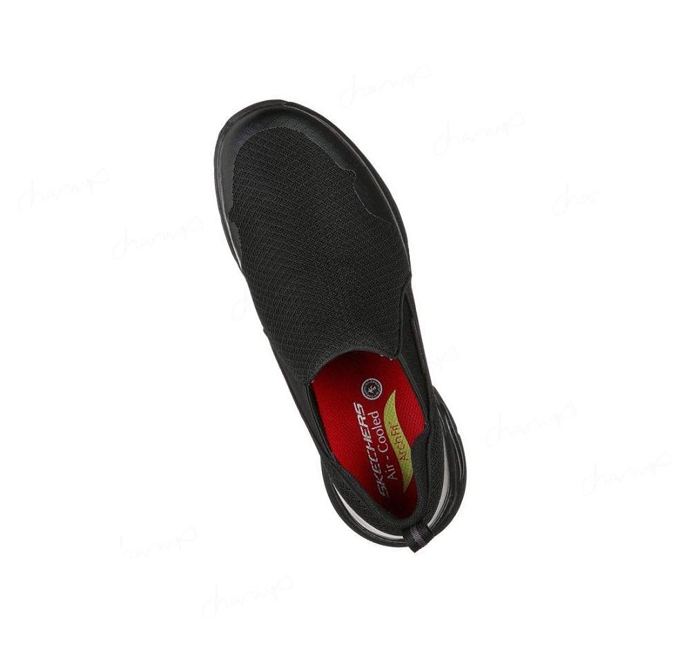 Zapatillas Sin Cordones Skechers Trabajo: Arch Fit SR - Tineid Hombre Negras | TT39D_AR