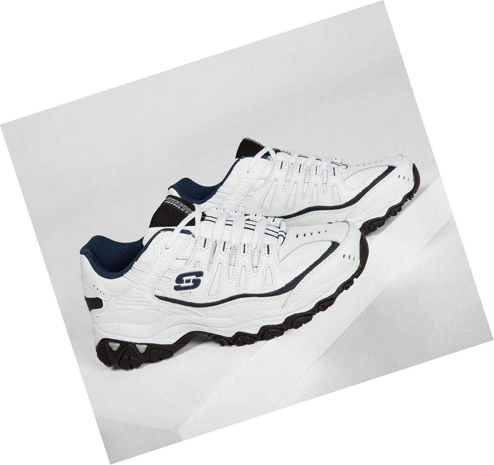 Zapatillas Skechers After Burn Memory Fit - Reprint Hombre Blancas Azul Marino | 39398_AR