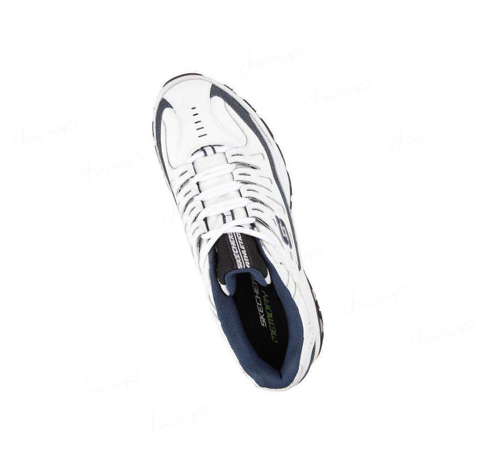 Zapatillas Skechers After Burn Memory Fit - Reprint Hombre Blancas Azul Marino | 39398_AR