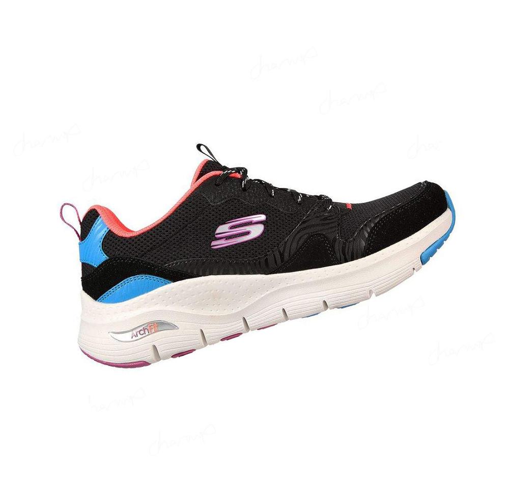 Zapatillas Skechers Arch Fit - Vista View Mujer Negras Multicolor | A6985_AR