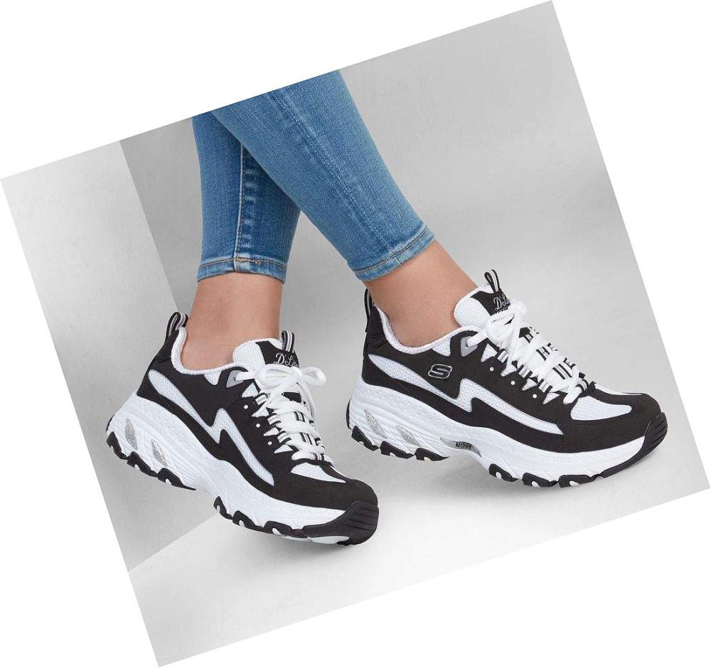 Zapatillas Skechers D'Lites Arch Fit - Better Me Mujer Negras Blancas | T1093_AR