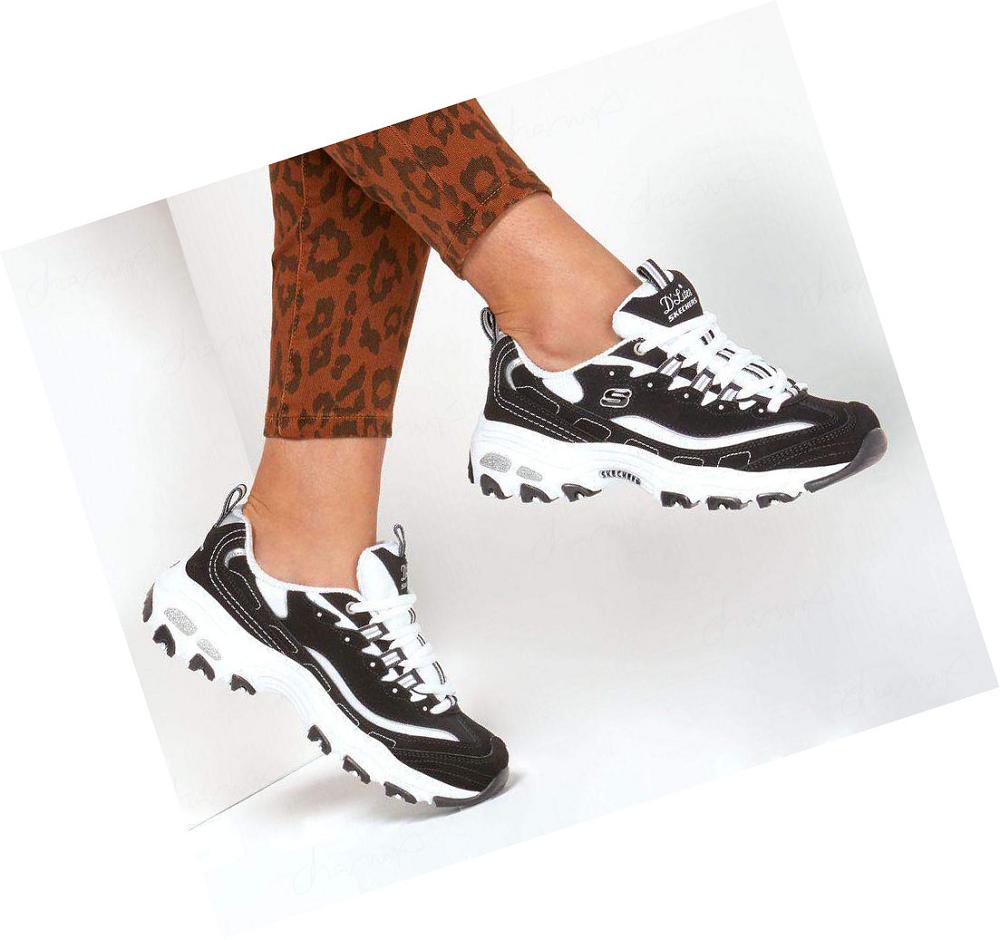 Zapatillas Skechers D'Lites - Biggest Fan Mujer Negras Blancas | 669TB_AR