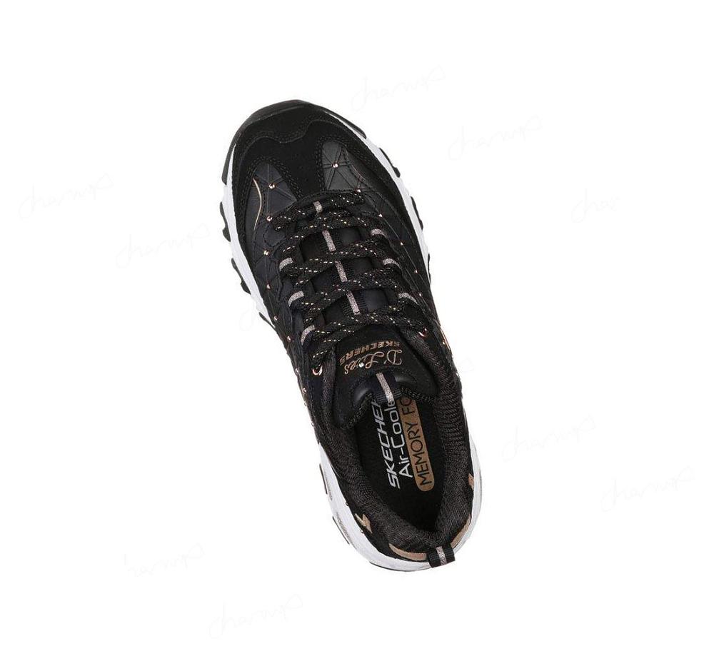 Zapatillas Skechers D'Lites - Glamour Feels Mujer Negras Doradas | 6T090_AR