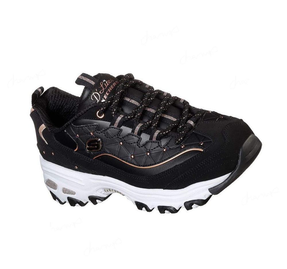 Zapatillas Skechers D\'Lites - Glamour Feels Mujer Negras Doradas | 6T090_AR