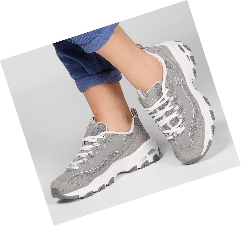 Zapatillas Skechers D'Lites - Me Time Mujer Gris Blancas | I5A8L_AR