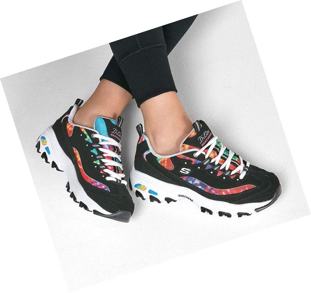 Zapatillas Skechers D'Lites - Summer Fiesta Mujer Negras Multicolor | I6233_AR