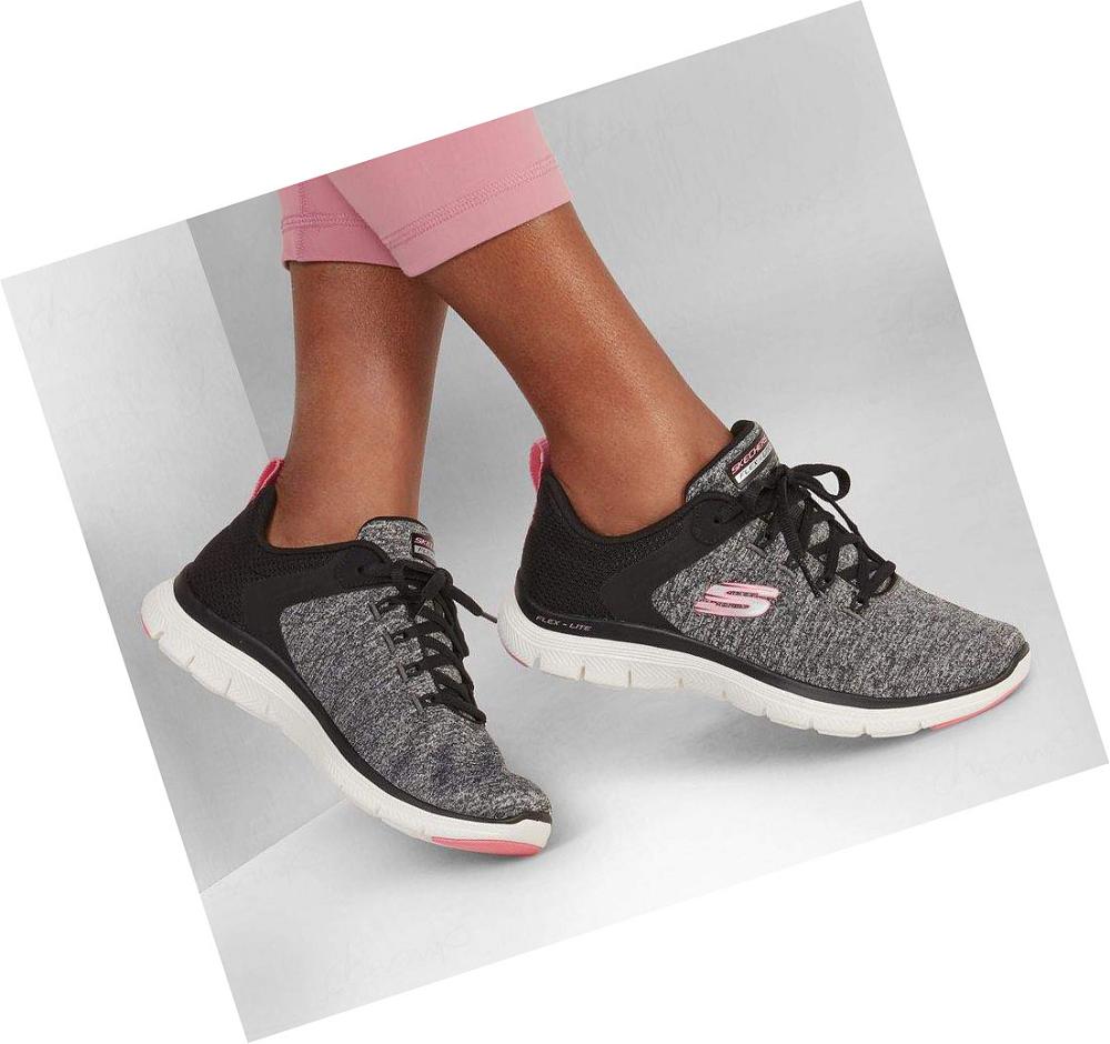 Zapatillas Skechers Flex Appeal 4.0 Mujer Negras Rosas | A023G_AR