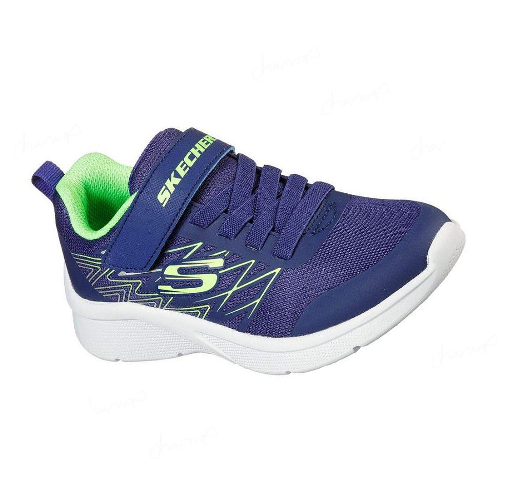 Zapatillas Skechers Microspec - Texlor Niño Azul Marino Verde | A095B_AR